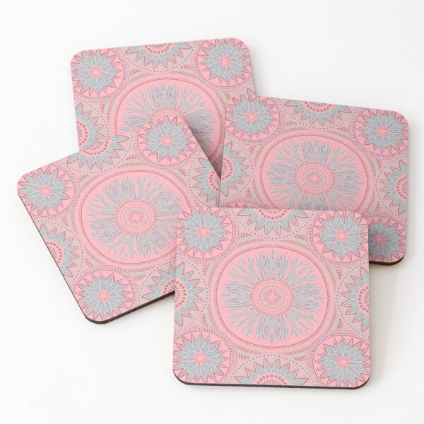 Item preview, Blue and Pink Sun Floral Mandala | Boho Celestial Pattern | Colorful Folk Art Design designed and sold by Giulia  Palazzo.