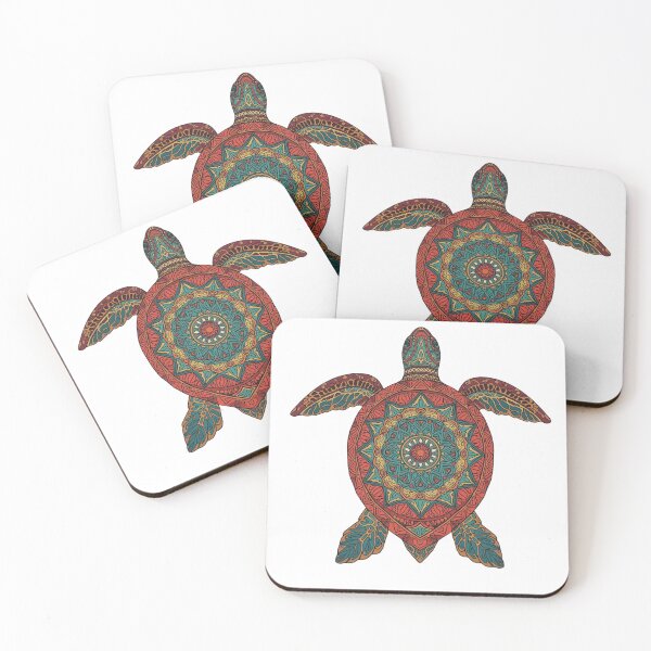 Item preview, Sea Turtle Art Red– Sacred Geometry Boho Turtle Illustration designed and sold by AmberWit.
