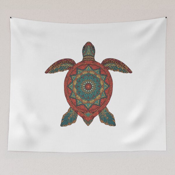 Item preview, Sea Turtle Art Red– Sacred Geometry Boho Turtle Illustration designed and sold by AmberWit.