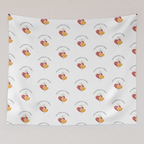 Item preview, Together in Christ – Christian Cross with Hearts and Light Rays Design designed and sold by Illustrated Faith.