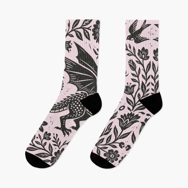 Item preview, Floral Dragon Linocut Style Medieval Fantasy  designed and sold by Y-Vibes.
