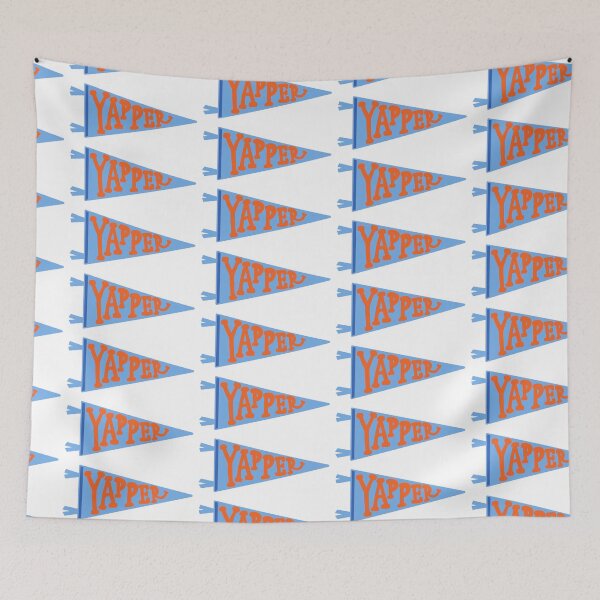 Item preview, YAPPER Pennant Flag | Light Blue and Orange Retro Banner | Funny Typography Design designed and sold by Giulia  Palazzo.