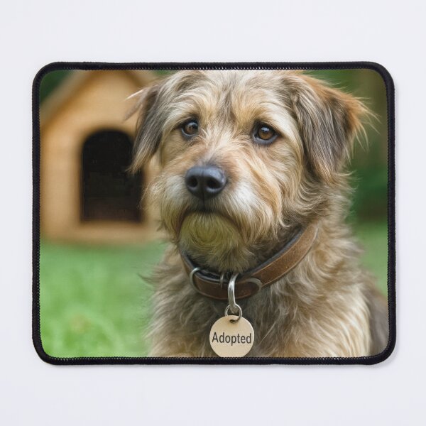 Item preview, Scruffy Dog Wearing an Adopted Tag designed and sold by Maria Dryfhout.