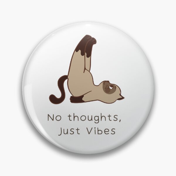 Item preview, No Thoughts, Just Vibes Cat Yoga Meme designed and sold by BrainyLingo.