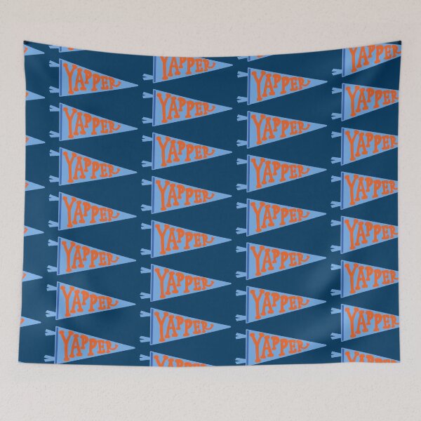 Item preview, YAPPER Pennant Flag | Light Blue and Orange Retro Banner on NAVY designed and sold by Giulia  Palazzo.