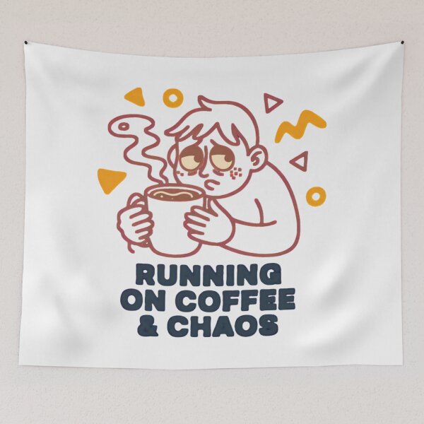 Item preview, Running on Coffee & Chaos – Funny Minimalist Line Art Vector | Humor Design designed and sold by Design_Your_Day.