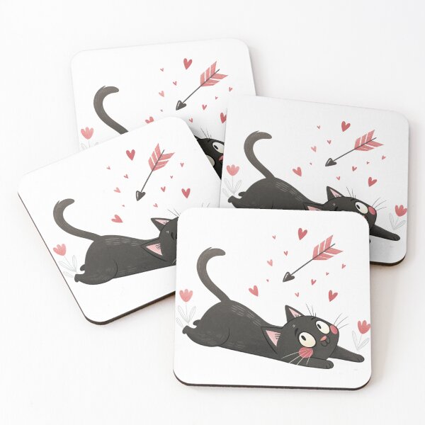 Item preview, Cupid Got Me – Cute Black Cat Valentine Illustration designed and sold by VivoStudio.