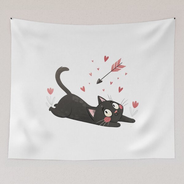 Item preview, Cupid Got Me – Cute Black Cat Valentine Illustration designed and sold by VivoStudio.