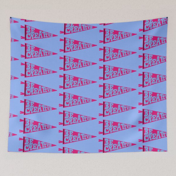 Item preview, Be Creative Pennant Flag | Pink and Light Blue Banner on periwinkle designed and sold by Giulia  Palazzo.