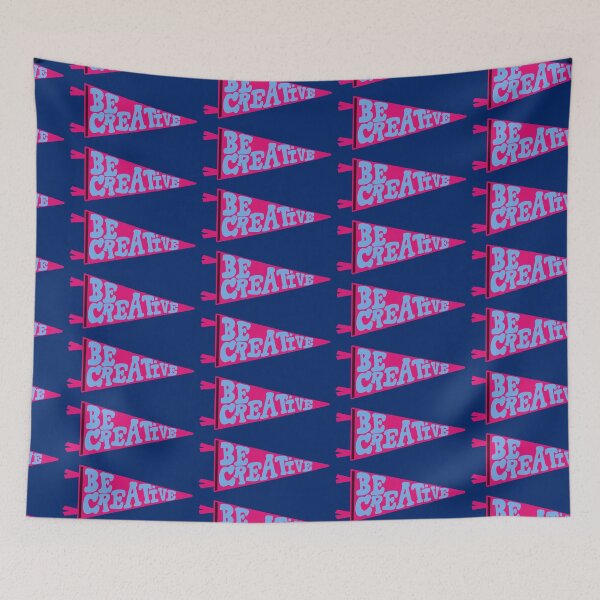 Item preview, Be Creative Pennant Flag | Pink and Light Blue Banner on Navy designed and sold by Giulia  Palazzo.