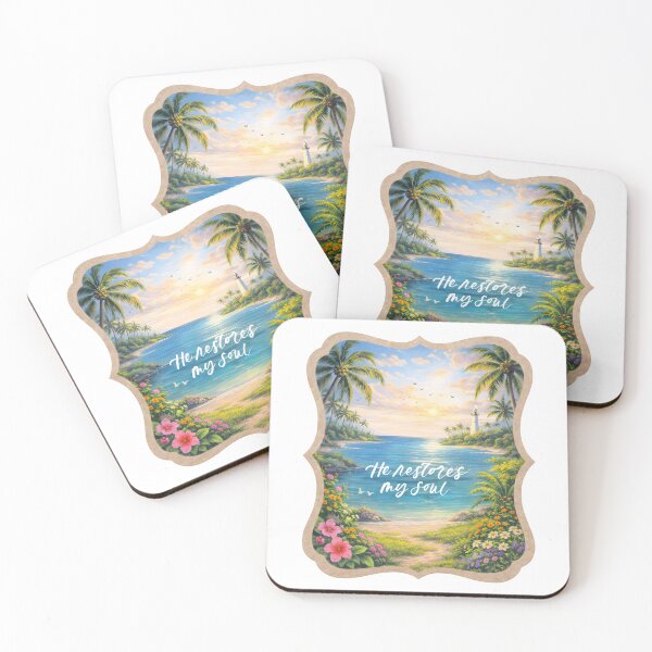 Item preview, He Restores My Soul Christian Beach Sunset Art designed and sold by Senkov.