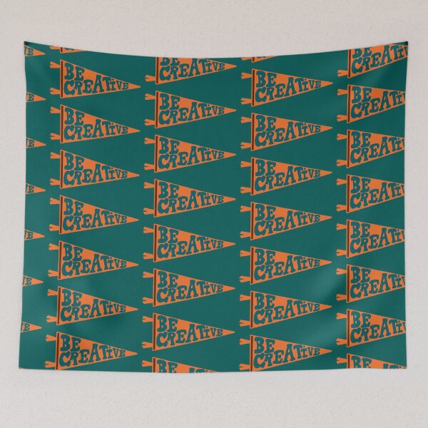 Item preview, Be Creative Pennant Flag | Orange and Teal Retro Banner on teal | Creative Motivation Art designed and sold by Giulia  Palazzo.
