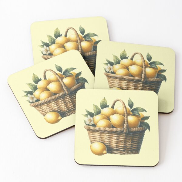 Item preview, Sunlit Lemons – Watercolor Basket Still Life designed and sold by EmeraldeaArt.