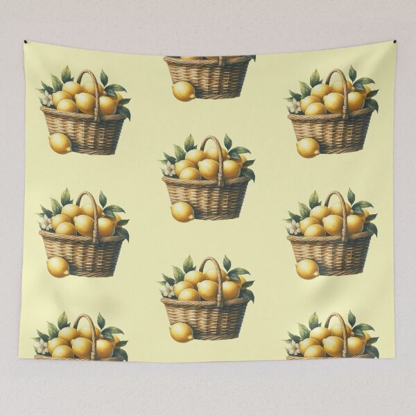 Item preview, Sunlit Lemons – Watercolor Basket Still Life designed and sold by EmeraldeaArt.