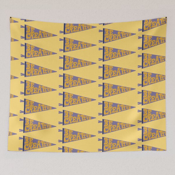 Item preview, Be Creative Pennant Flag | Purple and Yellow Retro Banner on yellow  | Motivational Art Design designed and sold by Giulia  Palazzo.