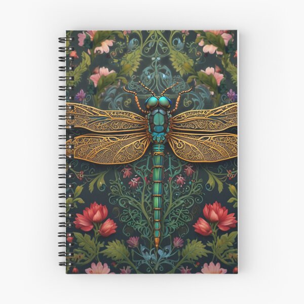 Item preview, Vintage dragonfly pink red floral botanical   designed and sold by hollycooper.