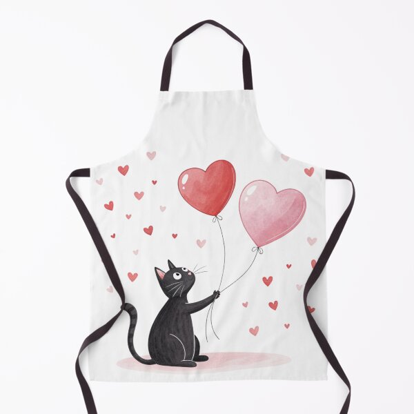 Item preview, Love Is in the Air – Black Cat with Heart Balloons designed and sold by VivoStudio.