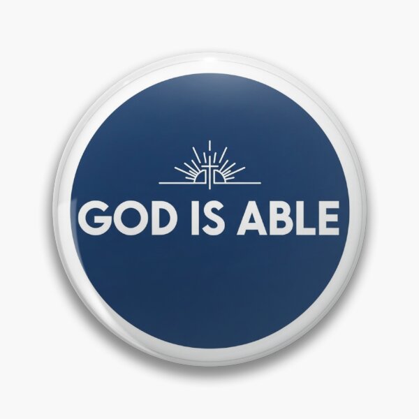Item preview, God Is Able – Round Blue Christian Design with Sun Rays and Cross designed and sold by Illustrated Faith.