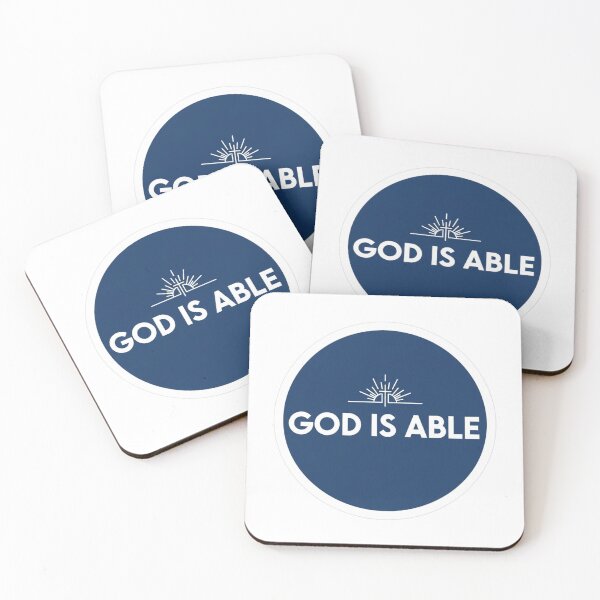 Item preview, God Is Able – Round Blue Christian Design with Sun Rays and Cross designed and sold by Illustrated Faith.