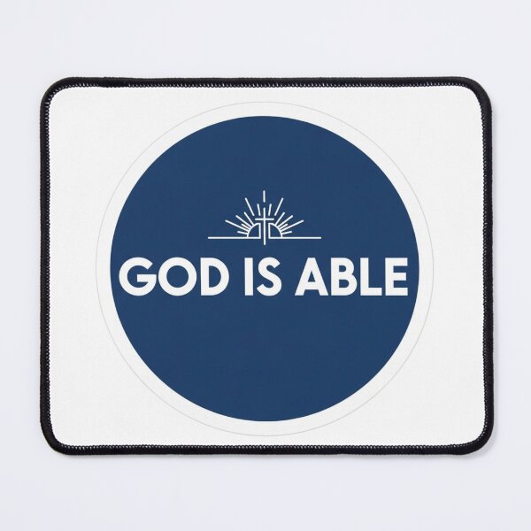 Item preview, God Is Able – Round Blue Christian Design with Sun Rays and Cross designed and sold by Illustrated Faith.