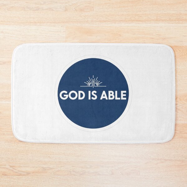 Item preview, God Is Able – Round Blue Christian Design with Sun Rays and Cross designed and sold by Illustrated Faith.