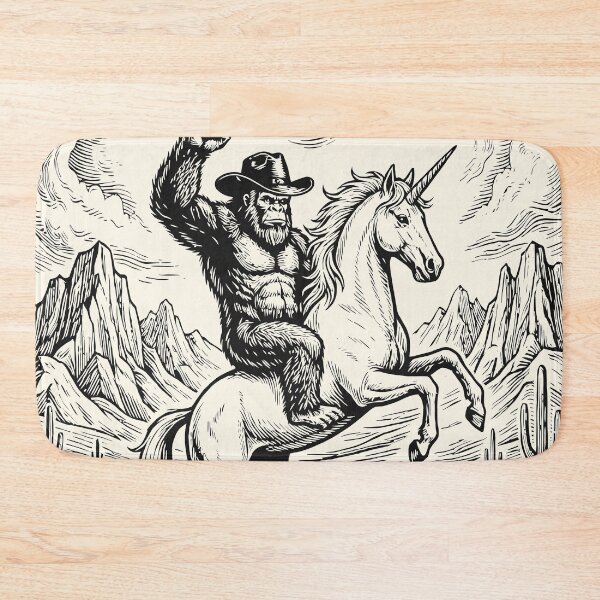 Item preview, Cowboy Bigfoot Riding Unicorn Western Cryptid  designed and sold by Y-Vibes.
