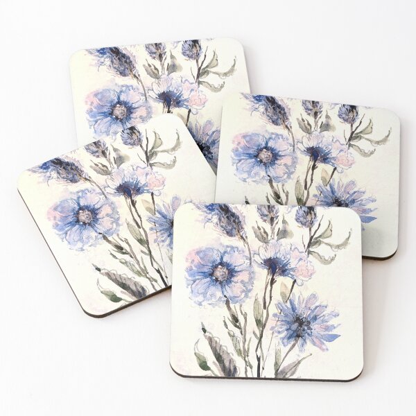 Item preview, Blue Watercolor Flowers designed and sold by Kara Draws.