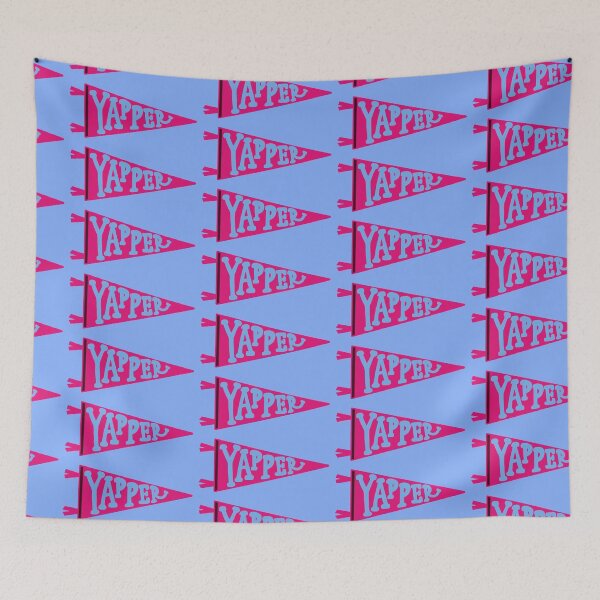 Item preview, YAPPER Pennant Flag | Hot Pink and Light Blue Retro Banner on periwinkle designed and sold by Giulia  Palazzo.