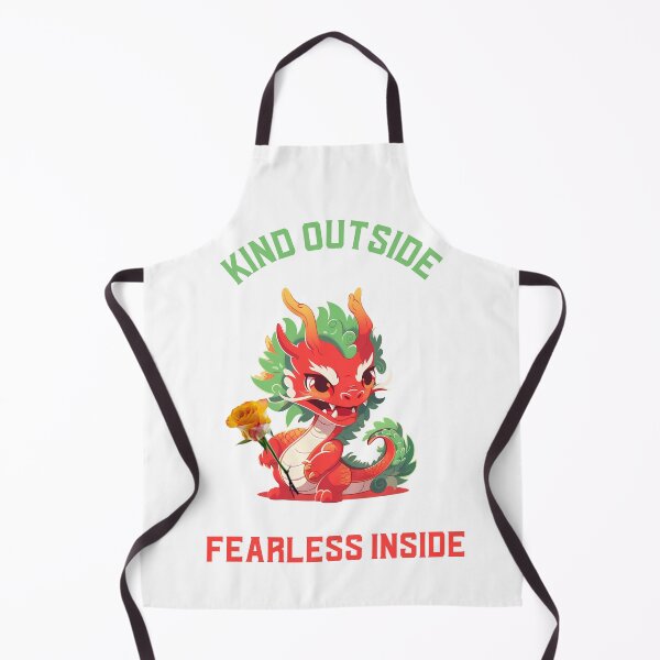 Item preview, Kind Outside, Fearless Inside – Cute Baby Dragon Holding Rose Illustration designed and sold by ArtGMerch.