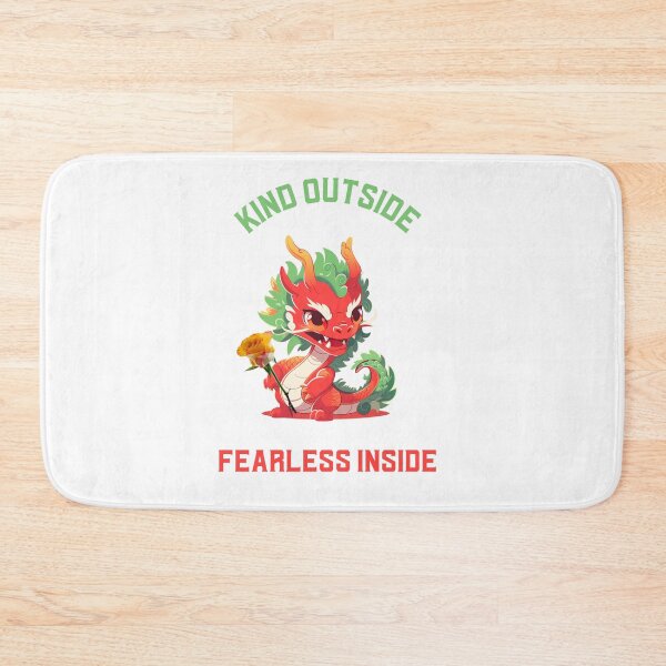 Item preview, Kind Outside, Fearless Inside – Cute Baby Dragon Holding Rose Illustration designed and sold by ArtGMerch.