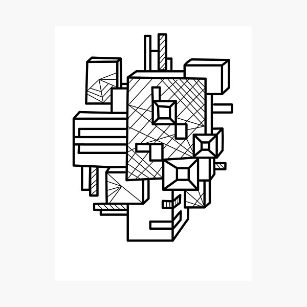 Item preview, Geometric box line art  designed and sold by DoodlesDinks.