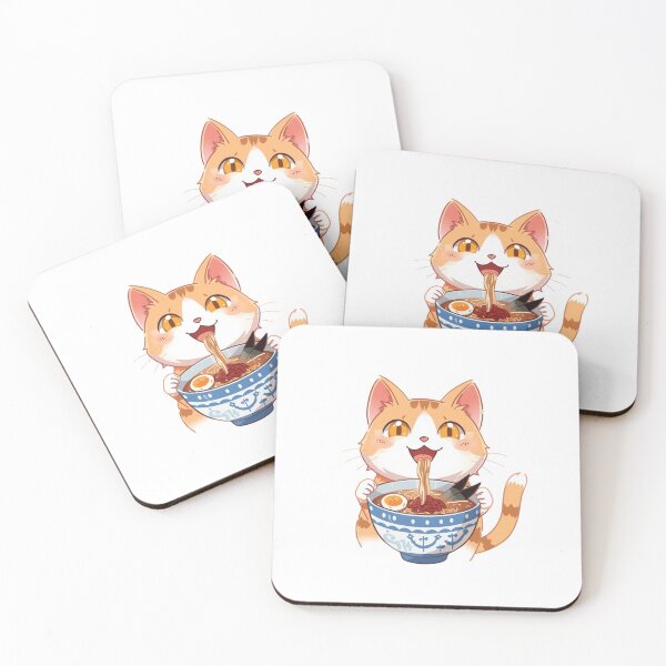Item preview, Happy Cat Eating Ramen. designed and sold by LewpyG.