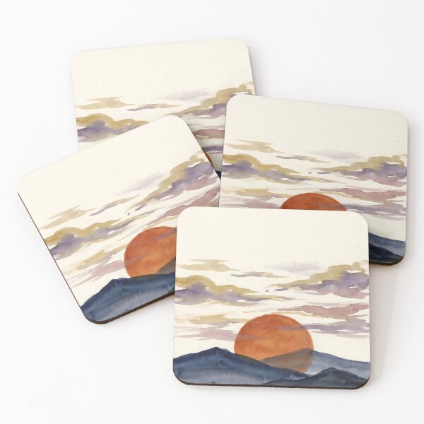 Item preview, Japandi Mountain Sunset Watercolor designed and sold by Artistmava.
