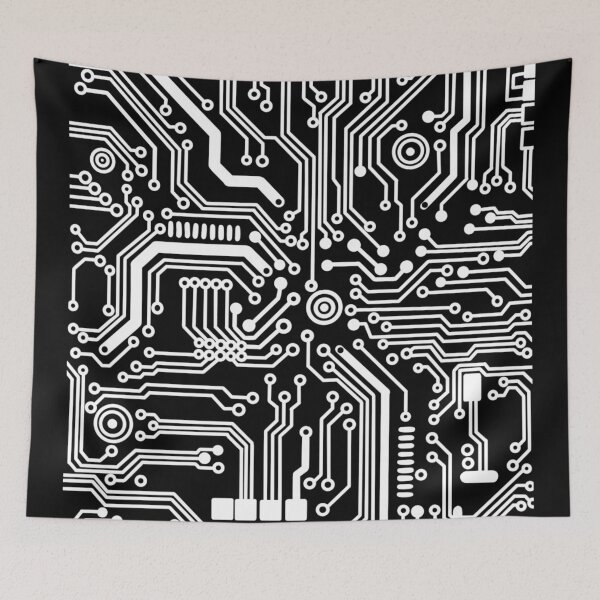 Item preview, black microchip hardware circuit design designed and sold by Giulia  Palazzo.