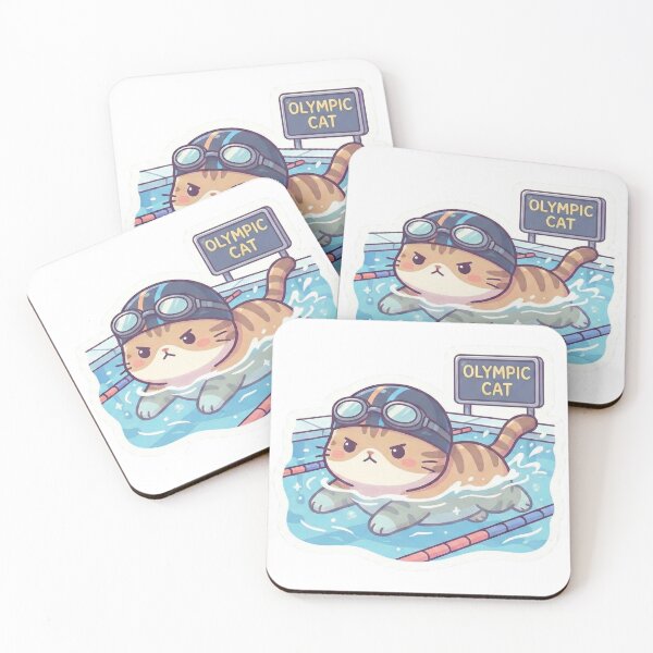 Item preview, Pro Swimmer Cat – Kawaii Pool Athlete designed and sold by Simple Graphics.
