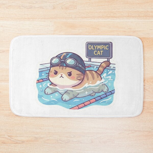 Item preview, Pro Swimmer Cat – Kawaii Pool Athlete designed and sold by Simple Graphics.