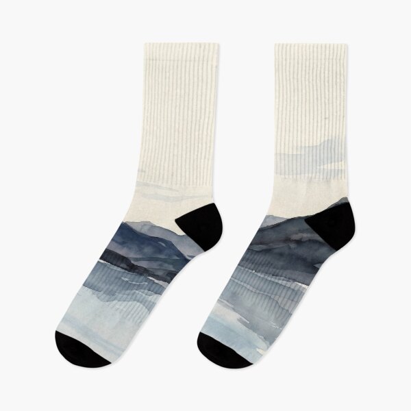 Item preview, Minimalist Lake Boat - Blue Japandi Ink Wash designed and sold by Artistmava.
