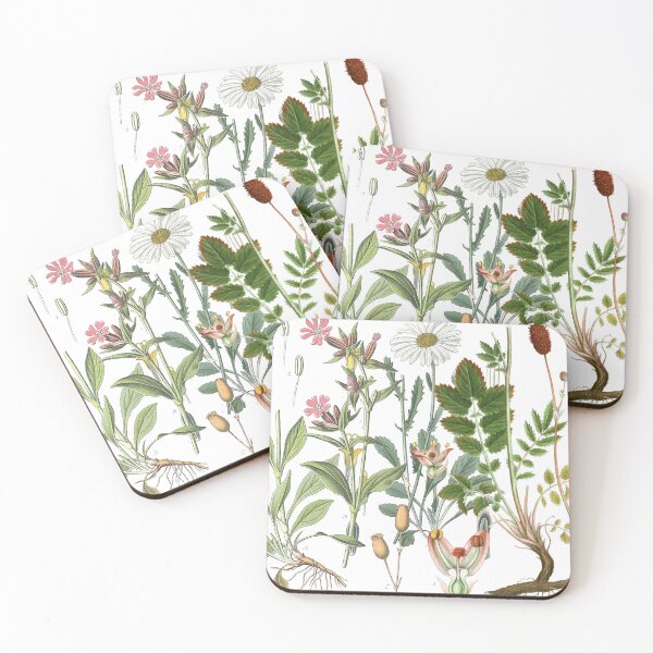 Item preview, Vintage Botanical Wildflowers - Pink and white Meadow Floral Illustration designed and sold by Mad-by-The-O.
