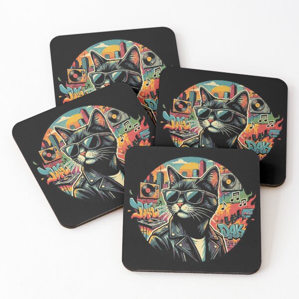 Item preview, Urban DJ Cat with Retro Style designed and sold by  ARTILOGÍA.