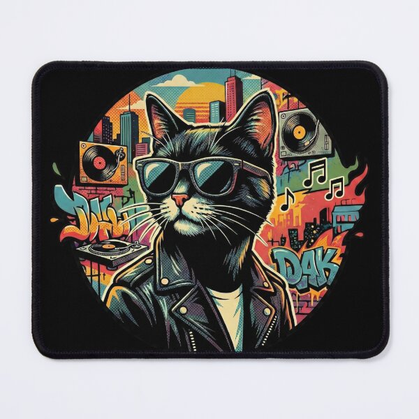 Item preview, Urban DJ Cat with Retro Style designed and sold by ARTILOGÍA.