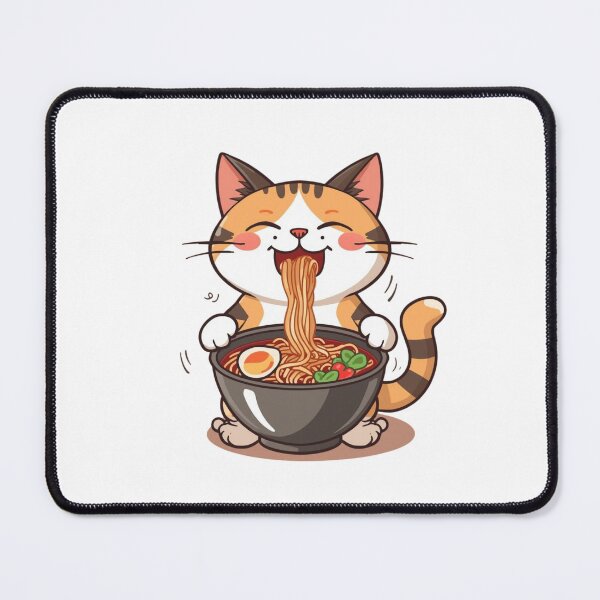 Item preview, Happy and Content Cat Eating Ramen designed and sold by LewpyG.