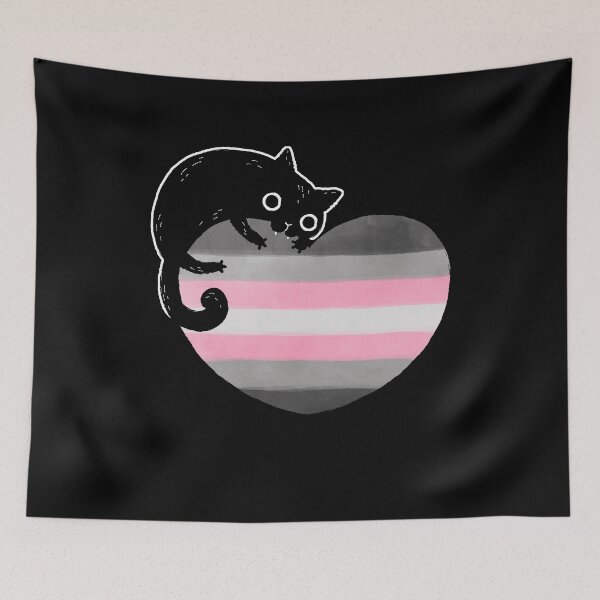 Item preview, Demigirl Black Cat Heart LGBT Pride Flag designed and sold by Clara Hollins.
