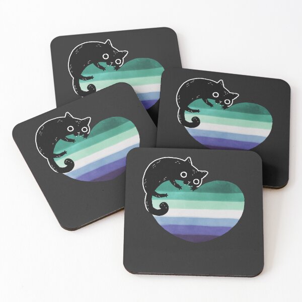 Item preview, Gay Man Black Cat Heart LGBT Pride Flag designed and sold by Clara Hollins.
