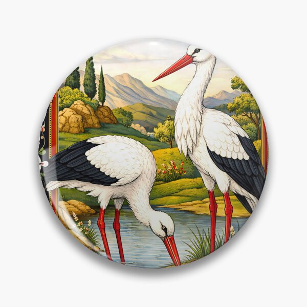 Item preview, Majestic Storks in Ottoman Style - Classical Turkish Painting with Arabesque Frame designed and sold by Art Lea.