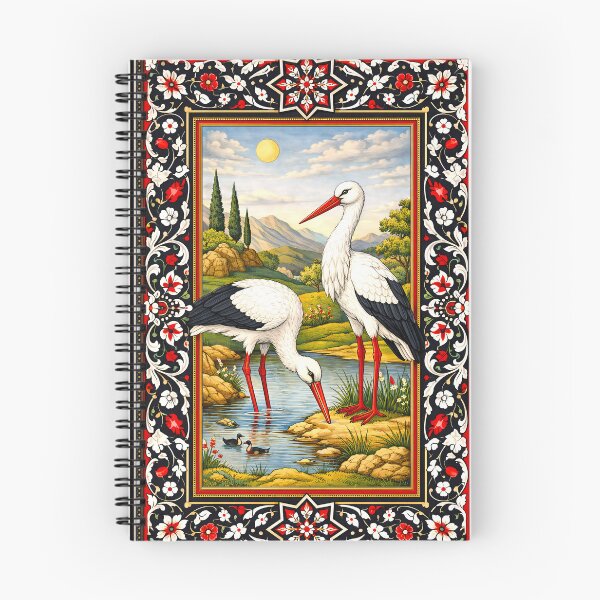 Item preview, Majestic Storks in Ottoman Style - Classical Turkish Painting with Arabesque Frame designed and sold by Art Lea.