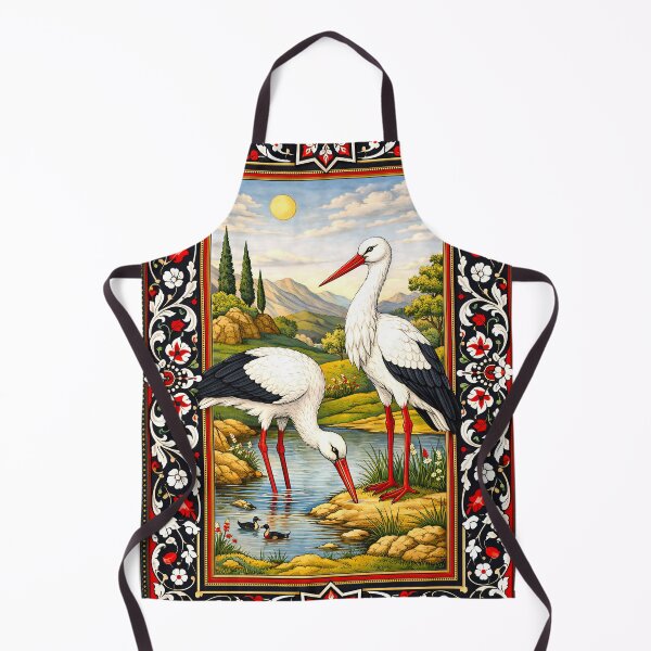 Item preview, Majestic Storks in Ottoman Style - Classical Turkish Painting with Arabesque Frame designed and sold by Art Lea.