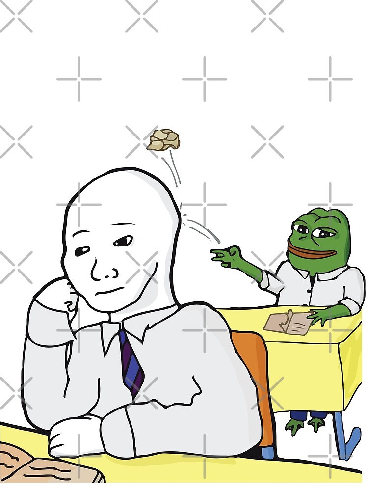 Pepe The Frog throwing paper ball in school at a bored annoyed wojak normie trying to study Funny Rare Pepe PepeTheFrog HD HIGH QUALITY ONLINE STORE by iresist