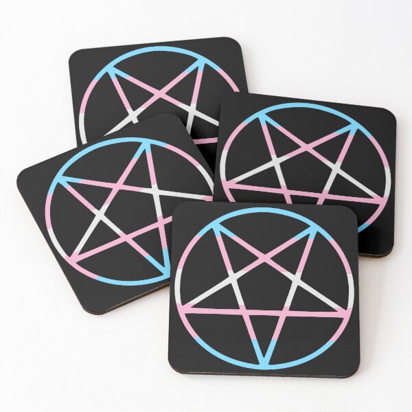 Item preview, trans gay pride flag pentagram transgender designed and sold by Gossip Rag.