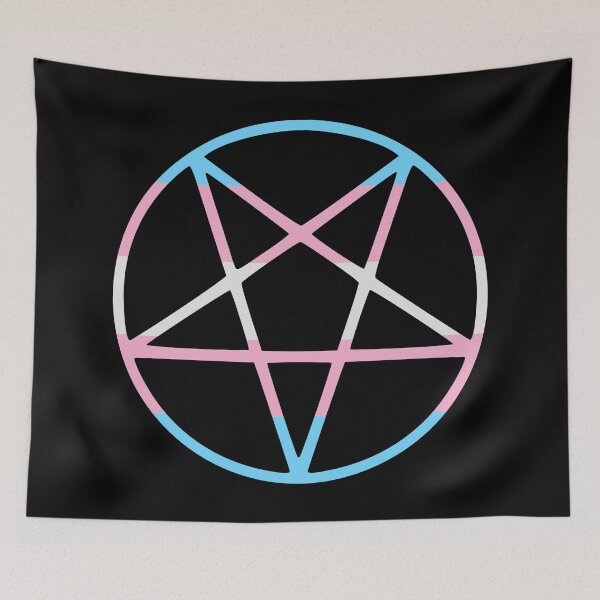 Item preview, trans gay pride flag pentagram transgender designed and sold by Gossip Rag.