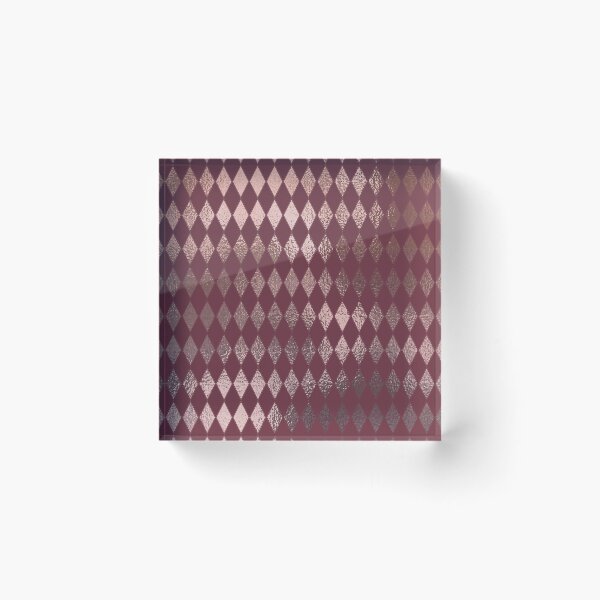 Item preview, Rose gold metallic argyle on burgundy  designed and sold by FatBirdie.
